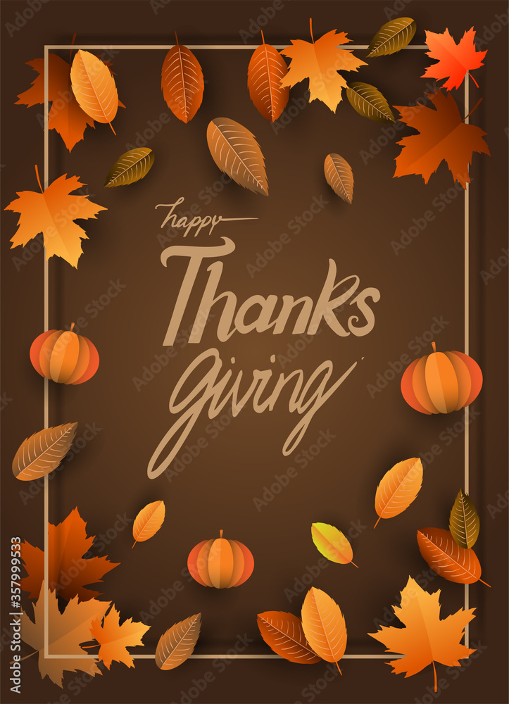 Happy Thanksgiving typography poster isolated with leaves and pumpkins for Thanksgiving postcard. Vector calligraphy lettering holiday quote. Happy Thanksgiving typography poster isolated with leaves and pumpkins for Thanksgiving postcard. Vector calligraphy lettering holiday quote.