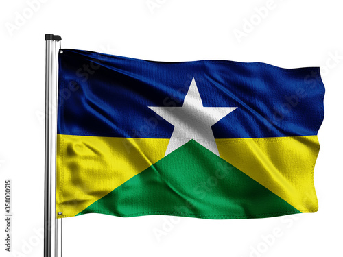 Rondonia flag. One of the states of Brazil. White Background.