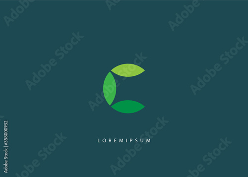Initial C leaf logo design inspiration, Letter C leaf vector icon
