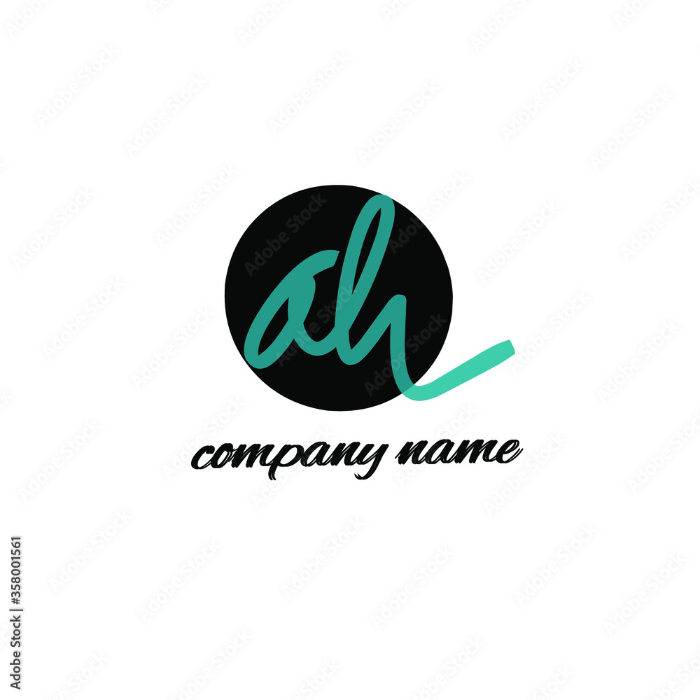 ah initial handwriting logo vector