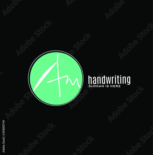 Am initial handwriting logo vector