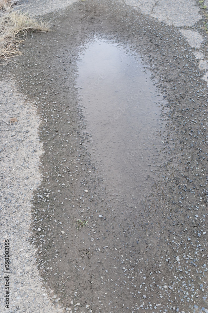 Obraz premium アスファルトの上の水溜り