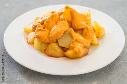 Patatas bravas traditional Spanish potatoes snack tapas