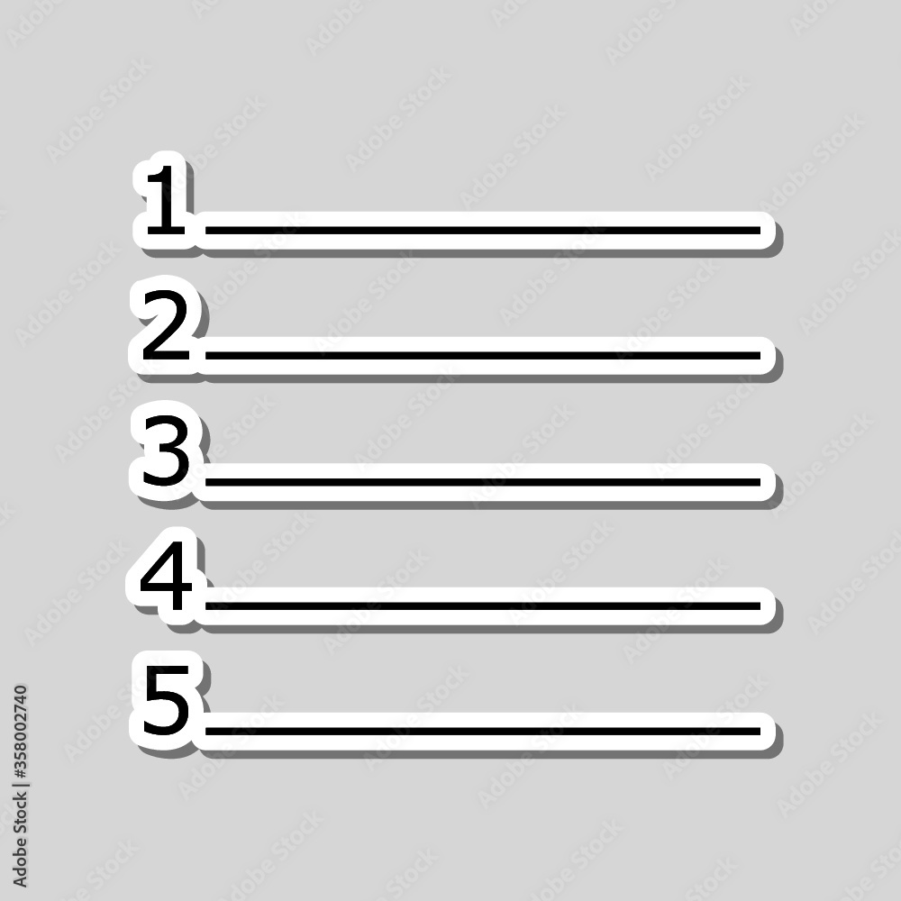 Numbered list sticker icon isolated on gray background Numbered list sticker icon isolated on gray background