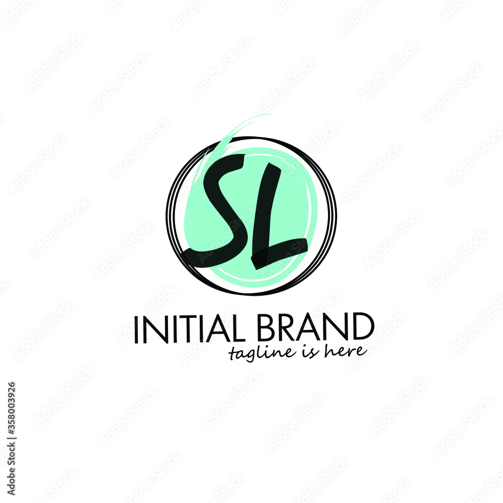 SL initial handwriting logo vector