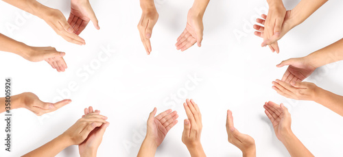 Cuadro en lienzo Group of hands applauding up Top view