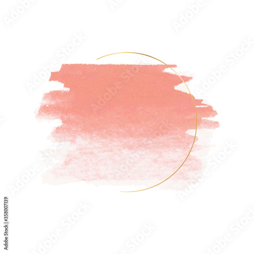Watercolor banners with gold circle frame. Vector illustration with hand-drawn painting elements