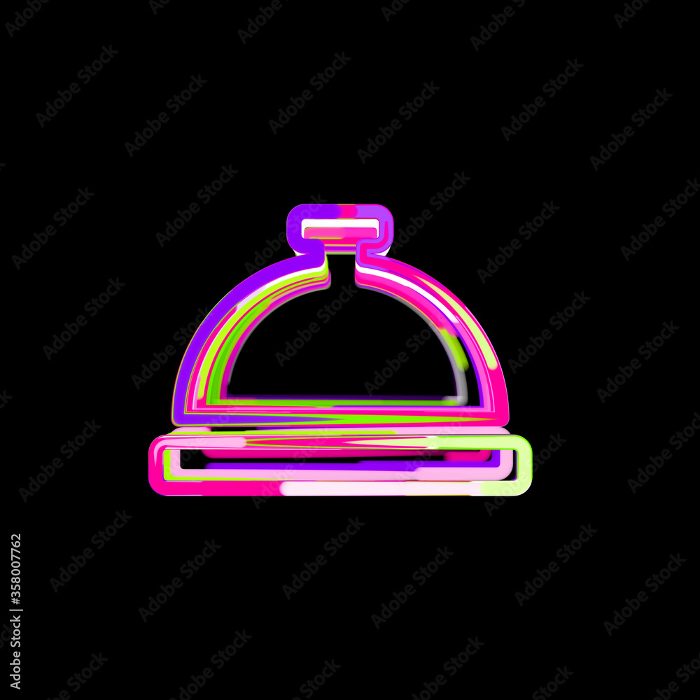 Obraz premium Symbol concierge bell from multi-colored circles and stripes. UFO Green, Purple, Pink