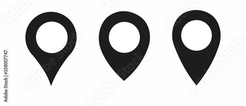 Location pin icon. Map pin place marker. Location icon. Map marker pointer icon set. GPS location symbol collection. Flat vector illustration.