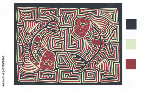 mola kuna vector from panama