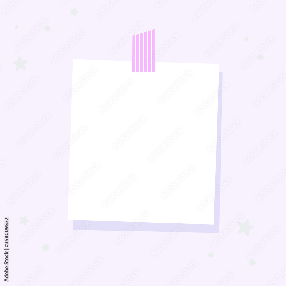 A square sheet is attached to the wall. A place for notes, reminders. A square sheet is attached to the wall. A place for notes, reminders.