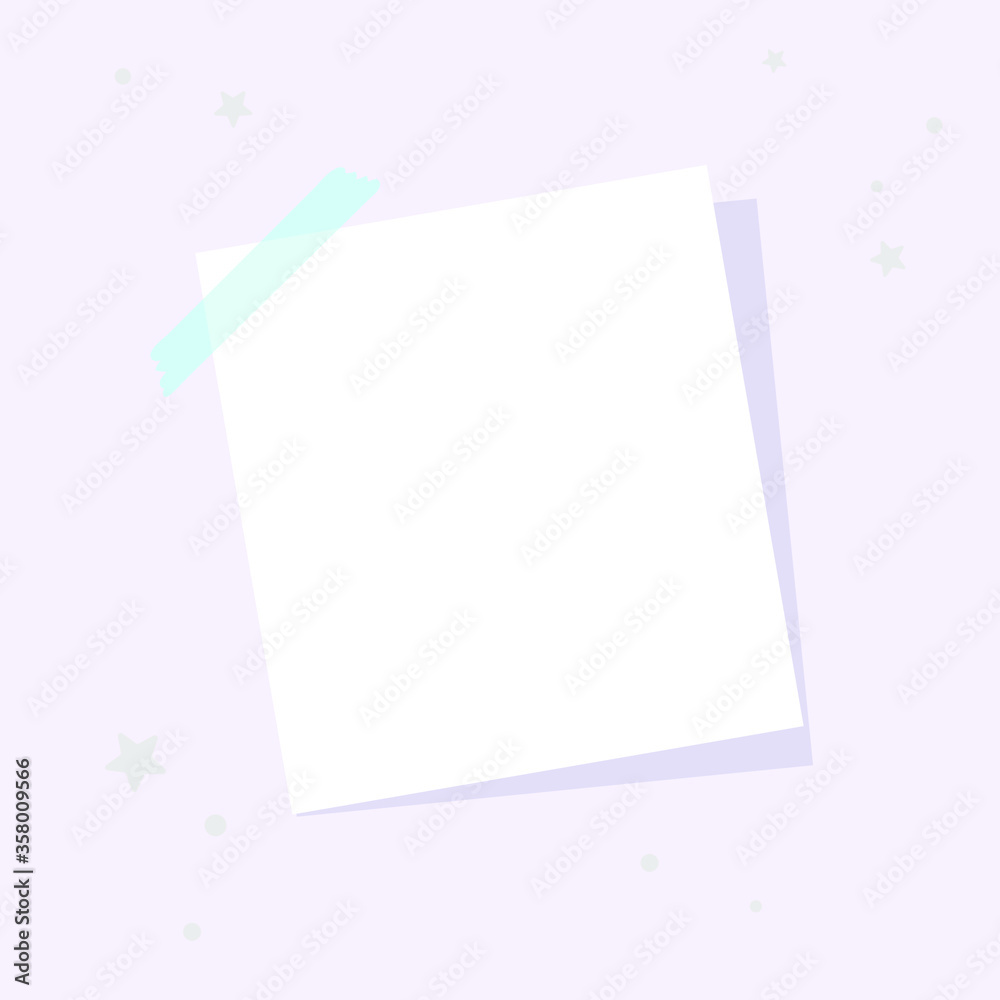 A square sheet is attached to the wall. A place for notes, reminders. A square sheet is attached to the wall. A place for notes, reminders.
