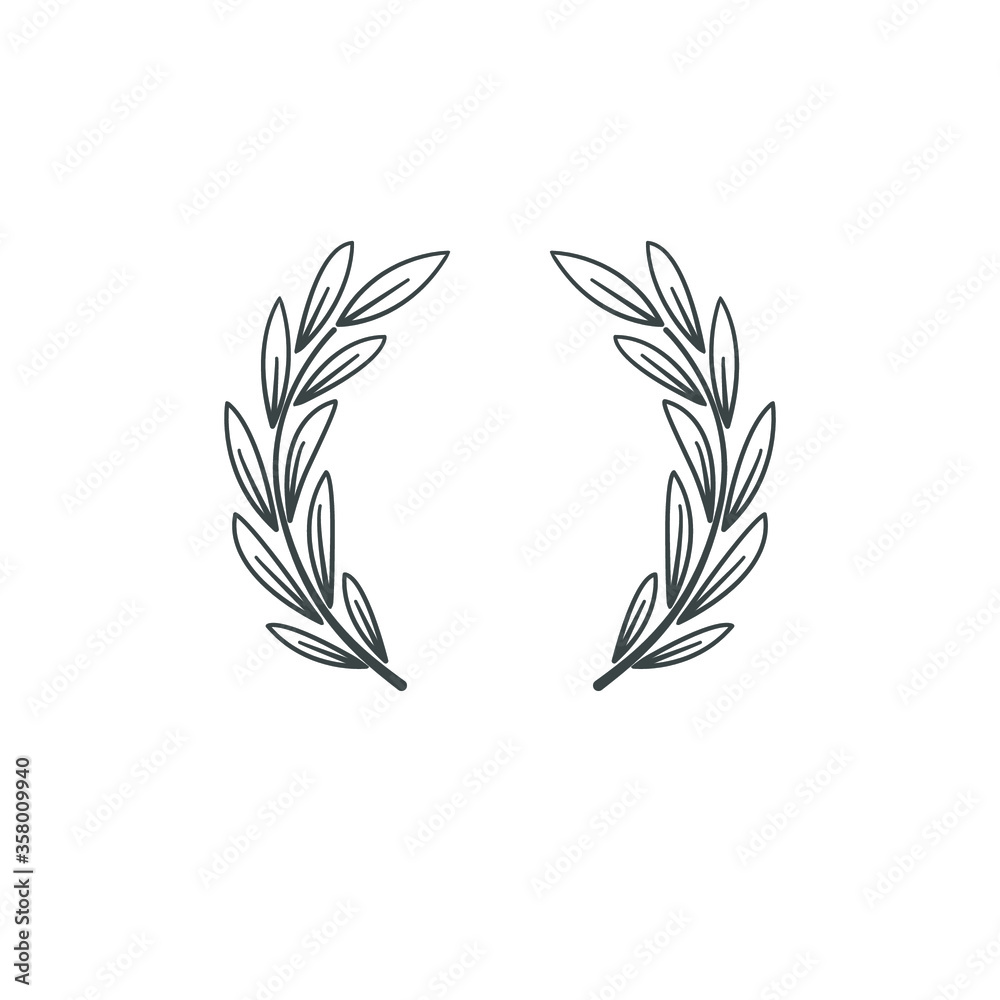 Fototapeta Laurel wreath. Symbol of victory, greatness, glory and power. Ancient tradition. Logo, sign, trademark.
