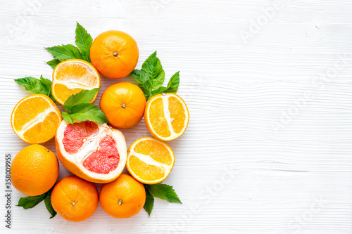 Grapefruit and orange citrus group top view