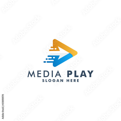 Free Download media play logo design template, play icon logotype vector illustration - GFXLoad