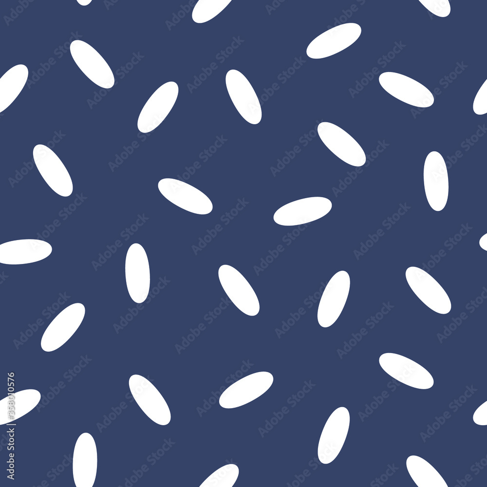 Abstract seamless pattern with spots. Black and white background. Rice pattern. Minimalistic style