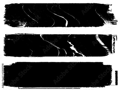 Grunge Paint Roller . Vector brush Stroke . Distressed banner . Black stripes isolated. paintbrush collection . Modern Textured shape . Dry border in Black . Bulge lines