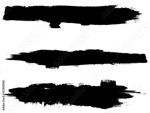 Grunge Paint Roller . Vector brush Stroke . Distressed banner . Black stripes isolated. paintbrush collection . Modern Textured shape . Dry border in Black . Bulge lines