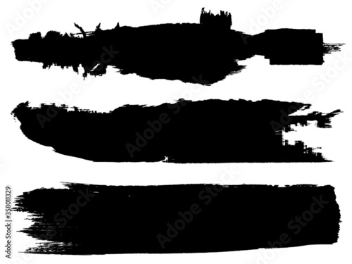 Grunge Paint Roller . Vector brush Stroke . Distressed banner . Black stripes isolated. paintbrush collection . Modern Textured shape . Dry border in Black . Bulge lines