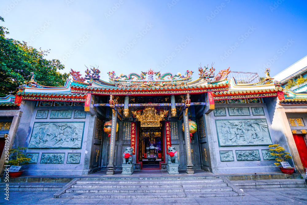 Nghia An Temple (Hoi Quan Nghia An - Chua Ong), one of Chinese Pagoda, one of the oldest temples in Saigon, Vietnam, Asia.