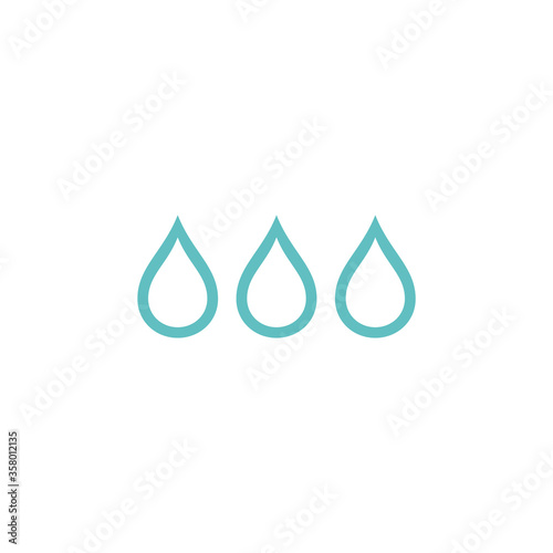 Three blue empty water drop, drip or droplet. Watering or absorb pictogram.