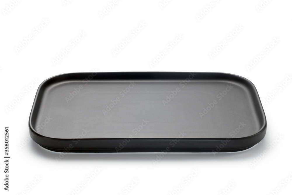 Black square tray isolated on white background Black square tray isolated on white background