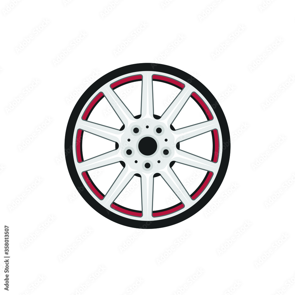 Car mag wheel flat style isolated on white. Industrial object concept vector for your design work, presentation, website or others.
