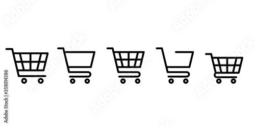 Set of vector shopping cart icons. Editable lines. Perfect for e-commerce and web design.