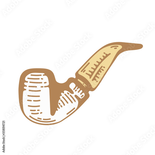smoke pipe cigar hand drawn graphic vector element for logo design and branding in retro vintage engraving style. hand drawn clip art assets