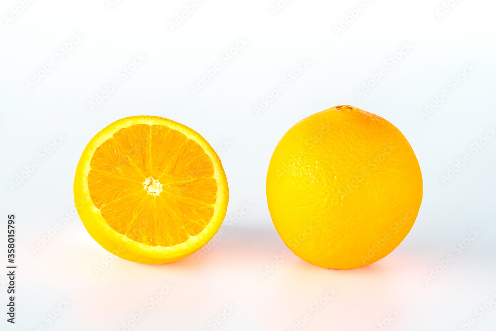 Orange fruit slice isolated on white background. Orange fruit slice isolated on white background.