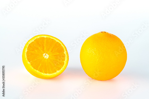 Orange fruit slice isolated on white background.