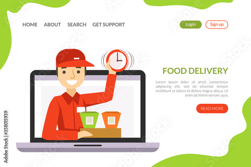 Sushi Delivery Landing Page Template, Traditional Asian Food Express Delivery, Online Ordering and Catering Service, Mobile App, Homepage Vector Illustration