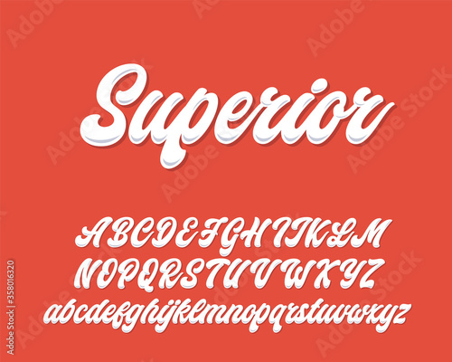 Superior lettering script design. Vector alphabet.