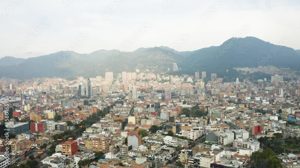 Aerial view of Bogota, Colombia, with mountains in background Aerial view of Bogota, Colombia, with mountains in background