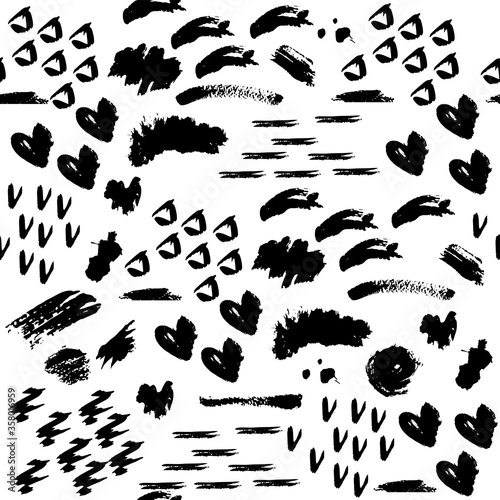 Wallpaper Mural Black paint brushes lines on a white background seamless pattern Torontodigital.ca
