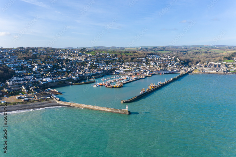 Aerial photograph of Newlyn, Penzance, Cornwall, England, United Kingdom