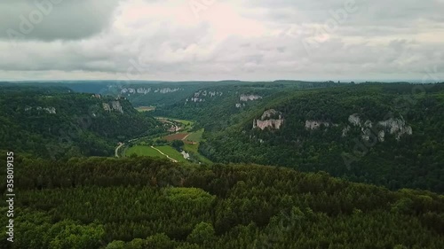 Rotating view to right from Doanutal valley in the South Black Forest, Eichfelsen Germany. photo