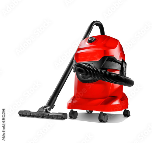 red vacuum cleaner isolated on white