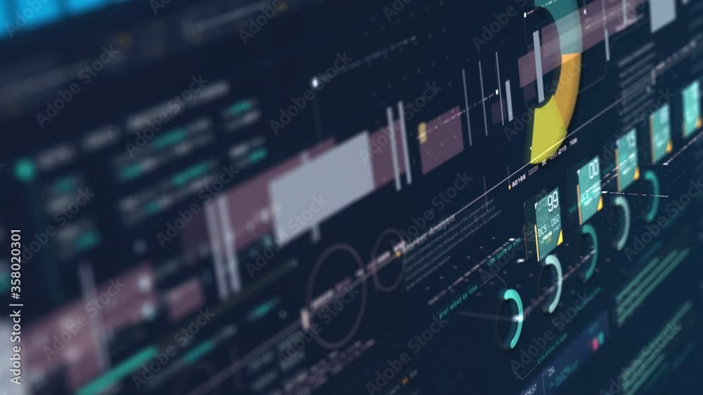 Business stock market, trading, info graphic with animated graphs, charts and data numbers insight analysis to be shown on monitor display screen for business meeting mock up theme