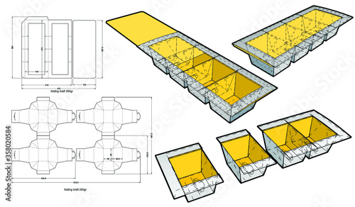 Delivery Food Packaging and Die-cut Pattern. The .eps file is full scale and fully functional. Prepared for real cardboard production.