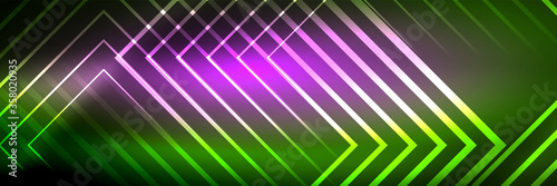 Shiny neon glowing techno lines, hi-tech futuristic abstract background template with square shapes