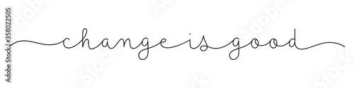 CHANGE IS GOOD black vector monoline calligraphy banner with swashes