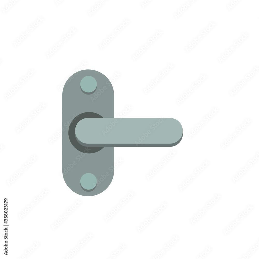 Door handle. Doorway and entrance element. Lock and keyhole. Cartoon flat icon isolated on white. Opening and closing Door handle. Doorway and entrance element. Lock and keyhole. Cartoon flat icon isolated on white. Opening and closing