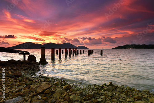 Beautiful sunset in marina island, pangkor malaysia