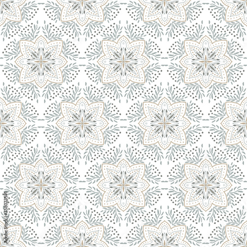 Geometric seamless tiles vector pattern. Mediterranean seamless gray design. Portuguese or spanish retro old mosaic tiles. Decorative textile background.