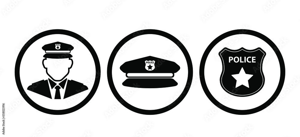 police icons on white background
