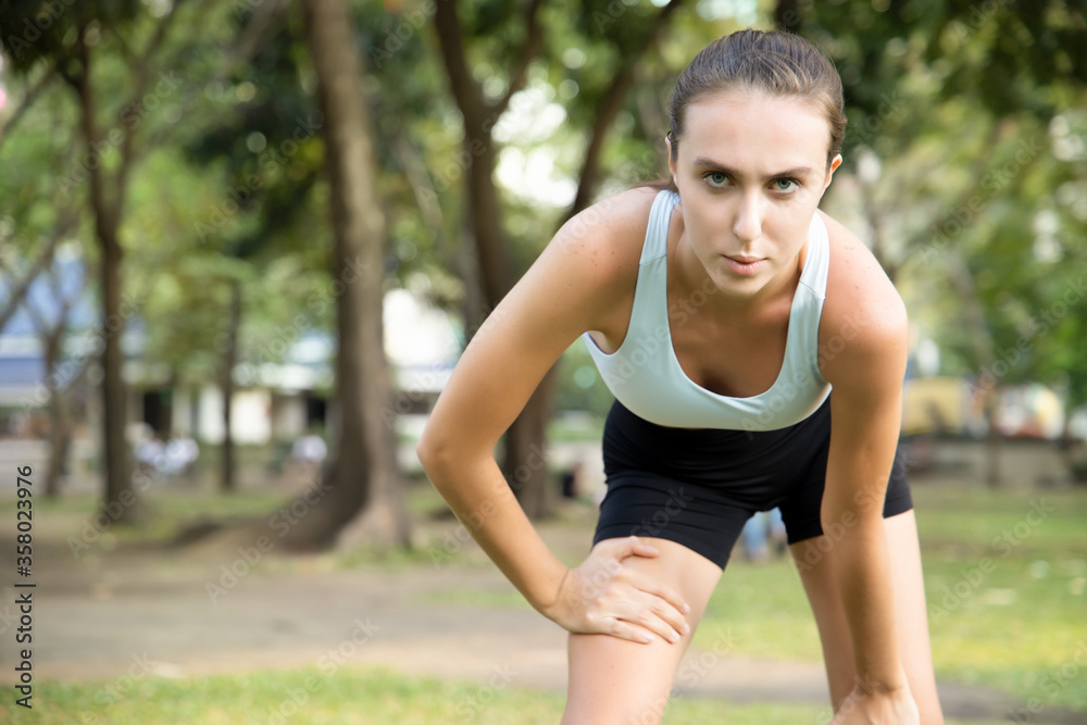 fitness woman suffering from sport injury, exhaustion