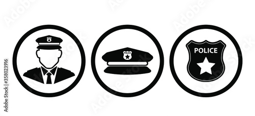 police icons on white background
