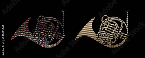 French Horn instrument cartoon music graphic vector