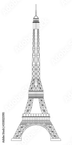 Fototapeta Naklejka Na Ścianę i Meble -  Eiffel Tower isolated on white background. Real scale image
